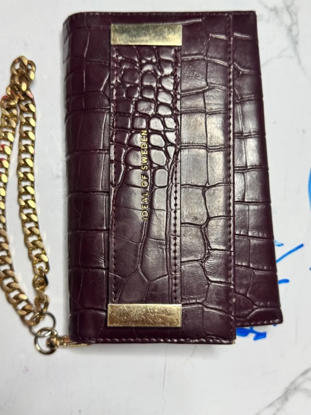 Blush Pink Croc-Texture Phone Case with Card Slot